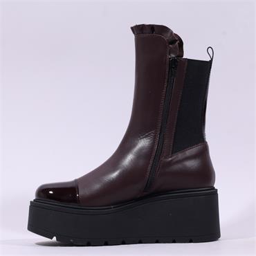Marco Moreo Vale Frill Toe Cap Boot - Burgundy Leather